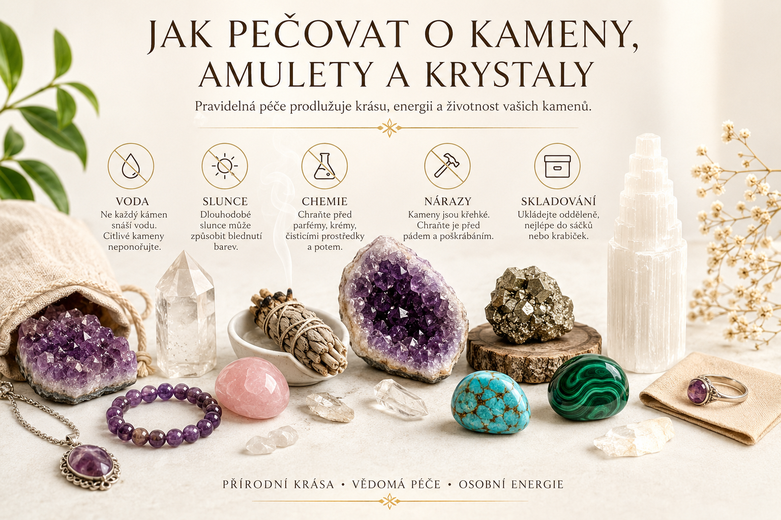 Jak pečovat o kameny, amulety a krystaly | PosvatneKameny.cz  | MINERALS-STONES 
